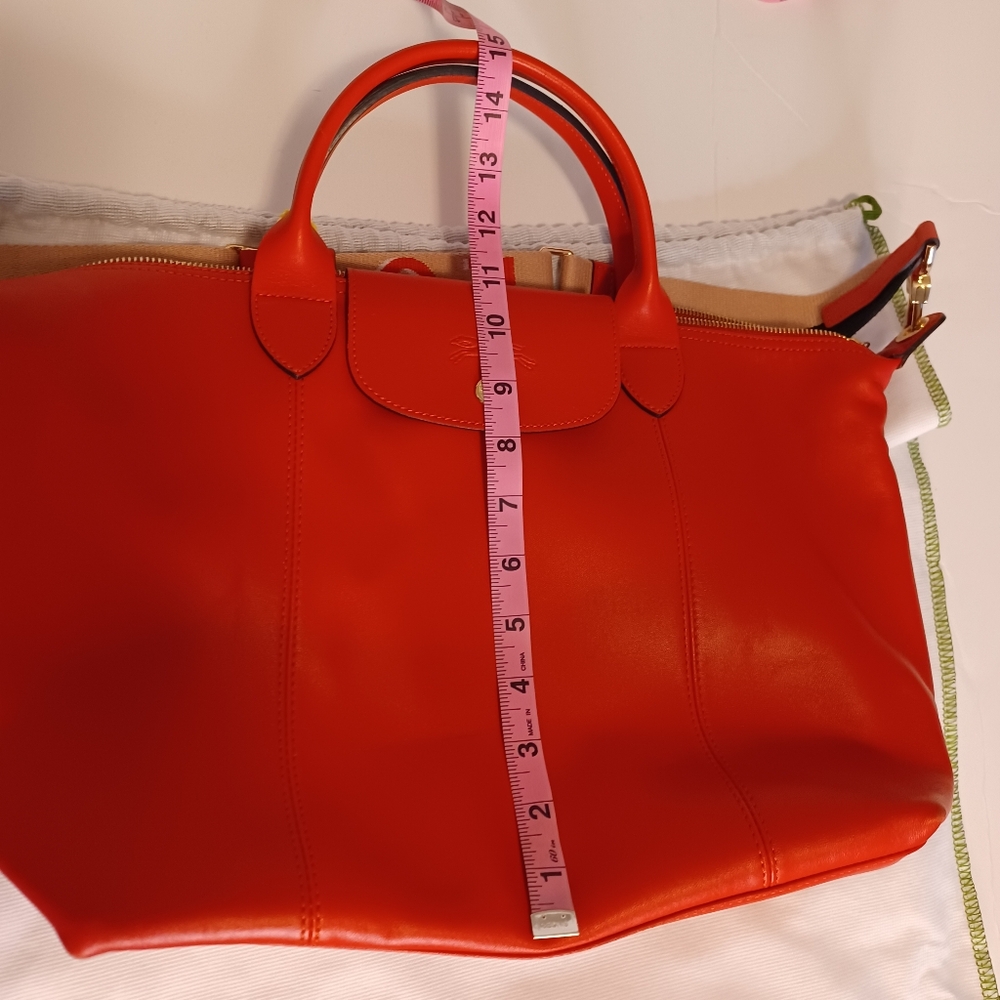 Longchamp Le Pliage Cuir Leather Satchel Handbag Purse - Picture 10 of 15